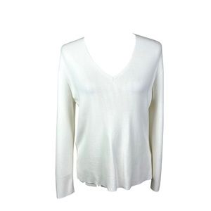 Lafayette 148 New York Women's White V-Neck Sweater